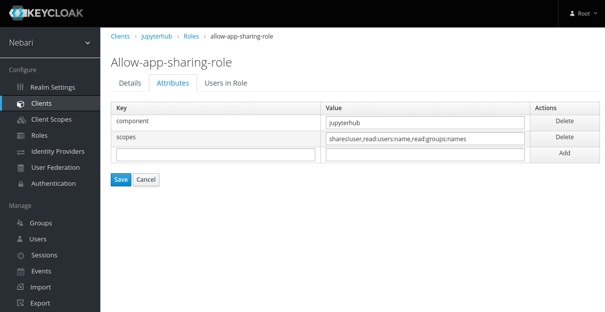 Keycloak clients add jupyterhub role attributes